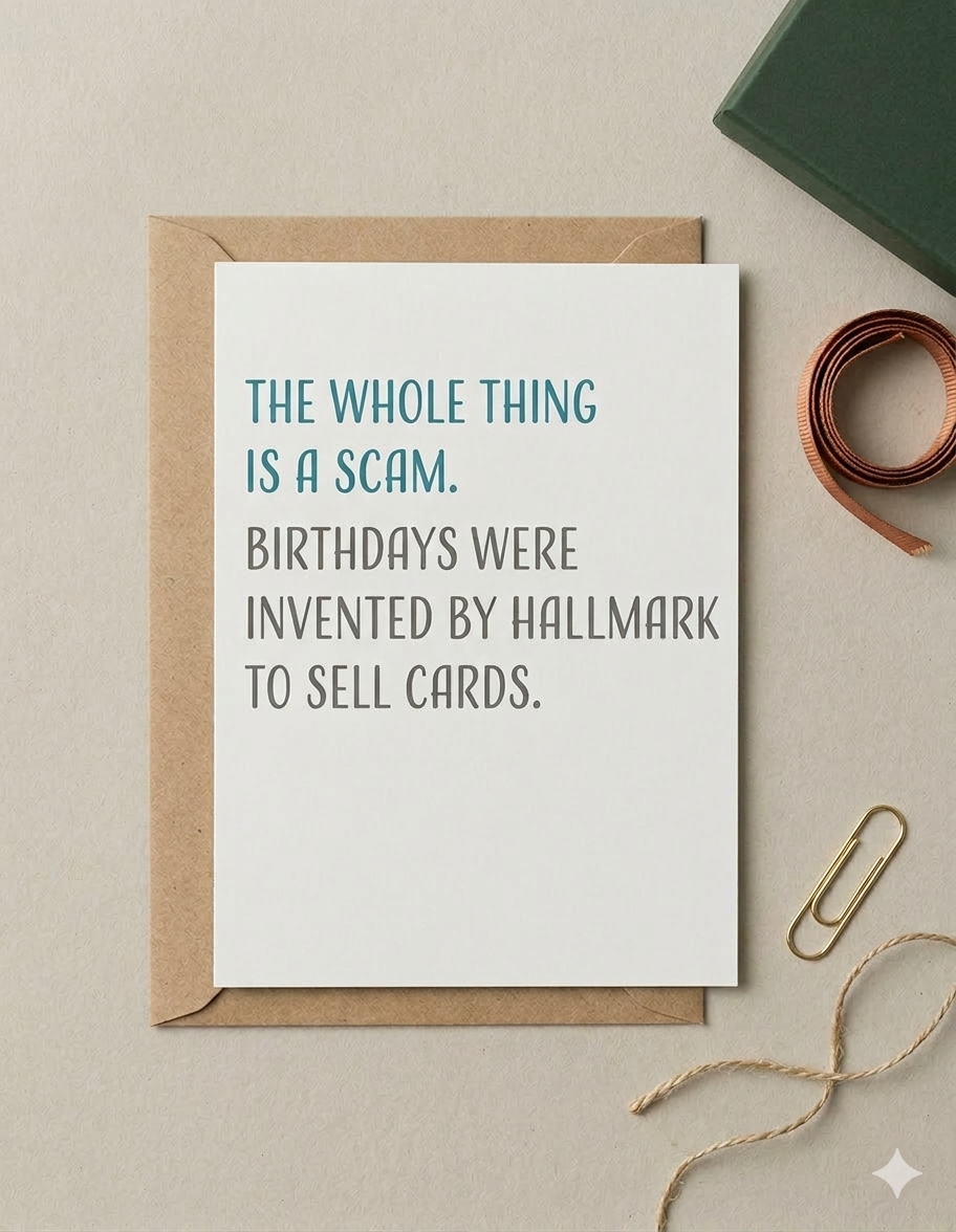 The Birthday Scam Funny Greeting Card | Meta Birthday Card