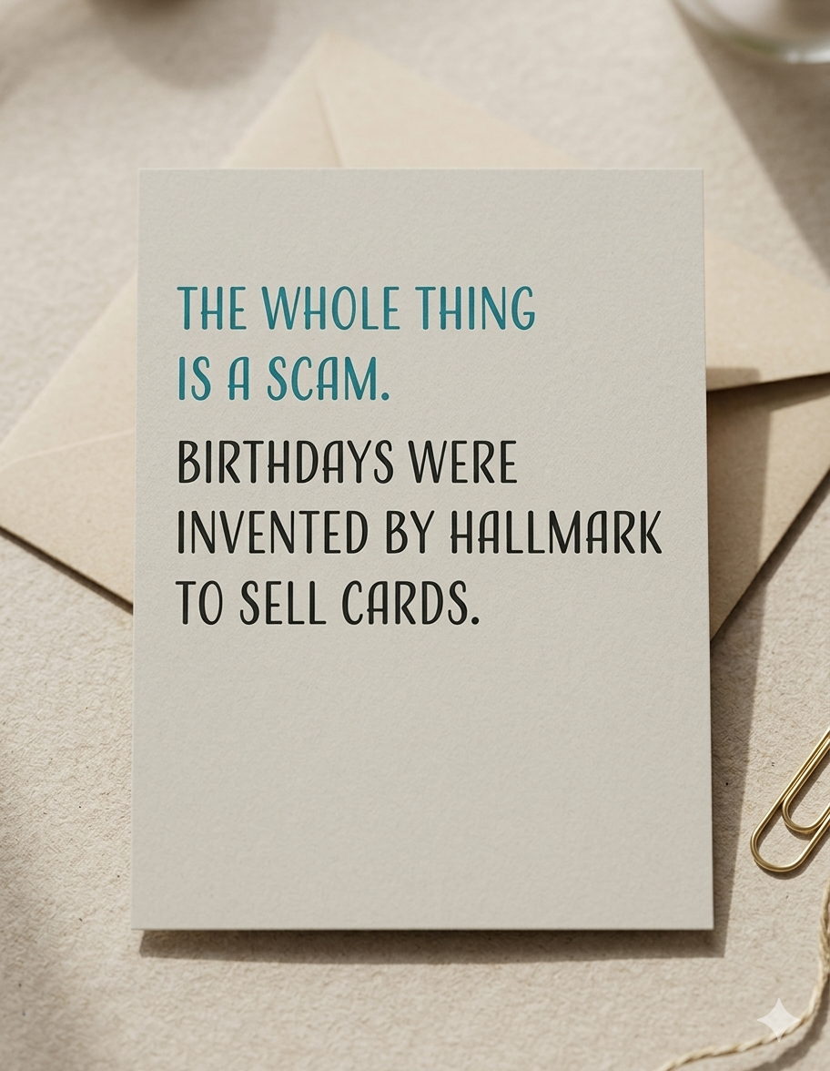 The Birthday Scam Funny Greeting Card | Meta Birthday Card