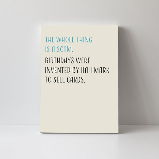 The Birthday Scam Funny Greeting Card | Meta Birthday Card