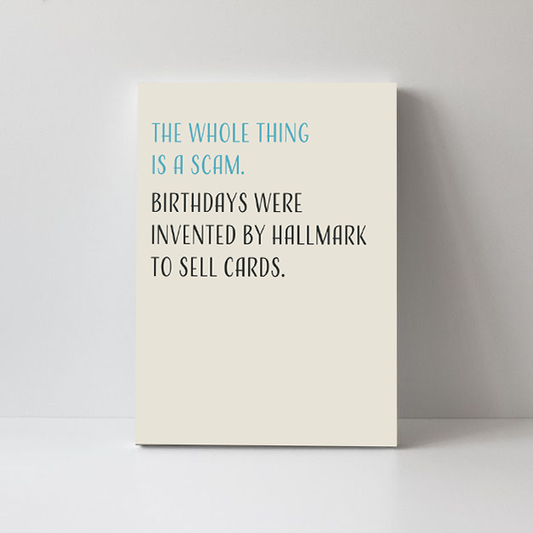 The Birthday Scam Funny Greeting Card | Meta Birthday Card