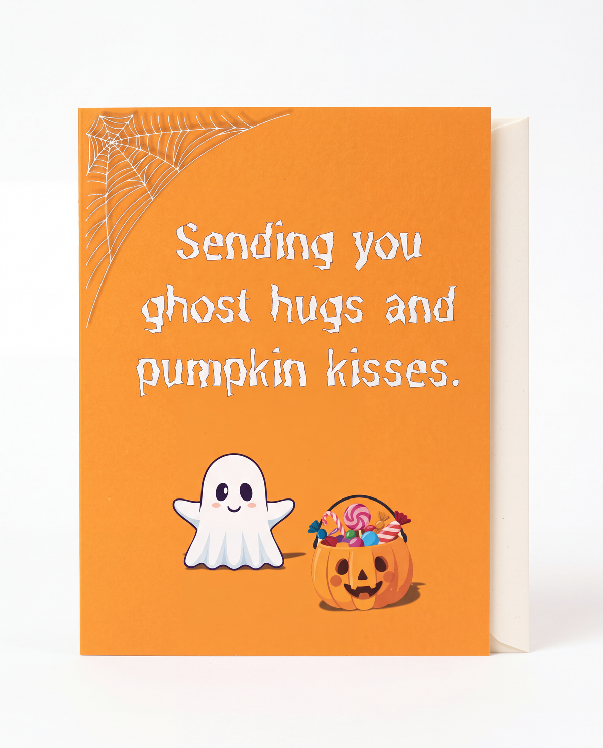 Halloween Greeting Card — “Sending You Ghost Hugs and Pumpkin Kisses”